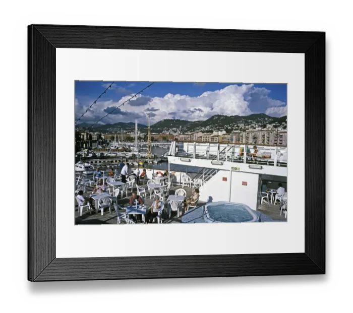 Framed Print : Passengers on deck of the cruise ship Swan Hellenic in Nice, France 1998 Framed Print : Passengers on deck of the cruise ship Swan Hellenic in Nice, France 1998