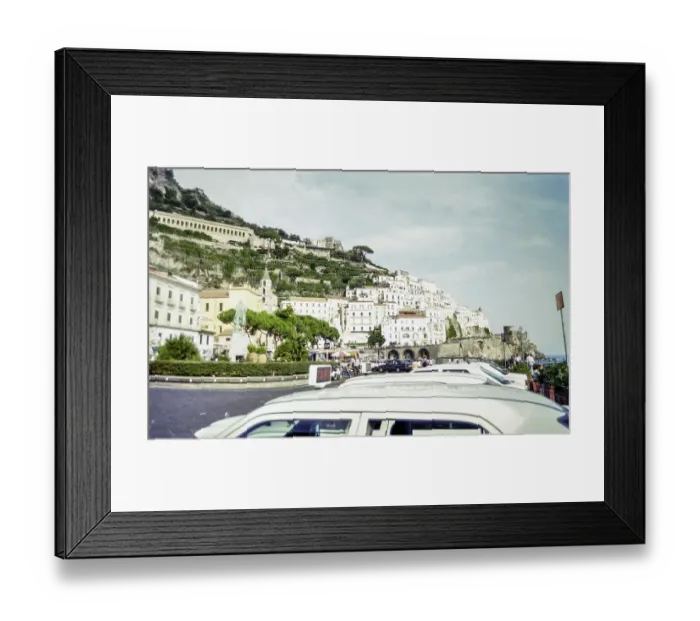 Framed Print : Taxi tandems in Amalfi, Italy 1998