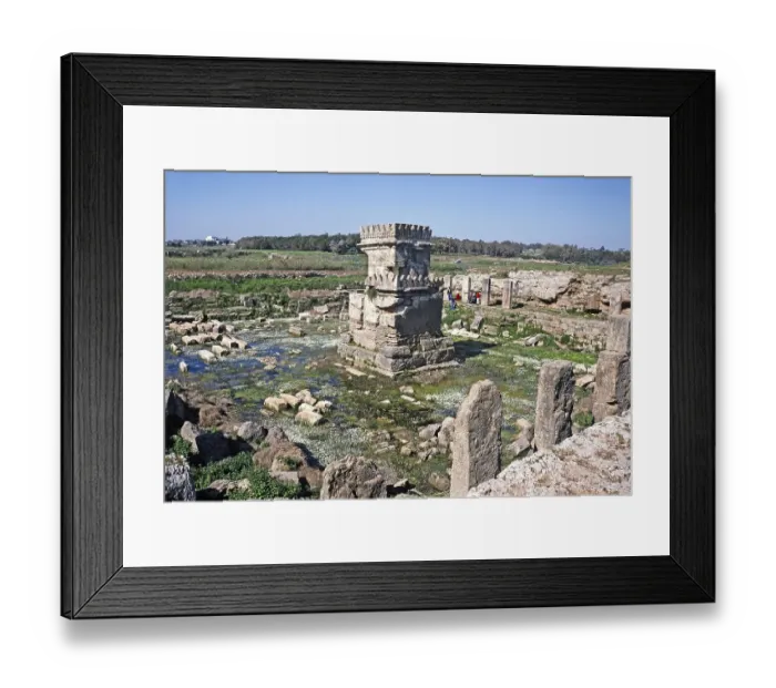 Framed Print : Phoenician temple in Amrit, Syria, from the late 4th century BC, 1998 A well-preserved cube-shaped cella in the centre of the courtyard, Asia Framed Print : Phoenician temple in Amrit, Syria, from the late 4th century BC, 1998 A well-preserved cube-shaped cella in the centre of the courtyard, Asia