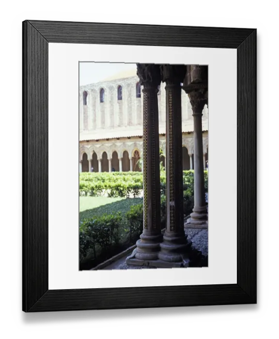 Framed Print : Cloister of the Norman Cathedral of Monreale, Cathedral of Monreale, near Palermo, Sicily, Italy, in 1999, Europe Framed Print : Cloister of the Norman Cathedral of Monreale, Cathedral of Monreale, near Palermo, Sicily, Italy, in 1999, Europe