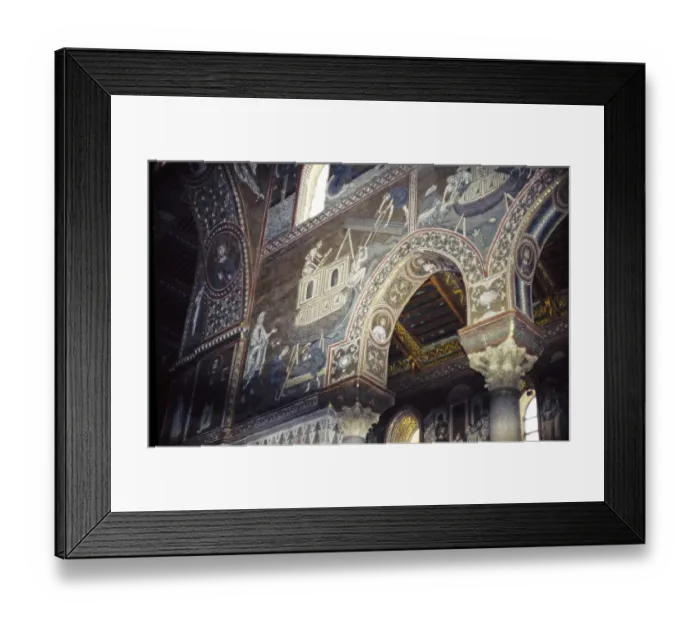 Framed Print : Religious wall paintings in the Norman cathedral of Monreale, Cathedral of Monreale, near Palermo, Sicily, Italy, in 1999, Europe