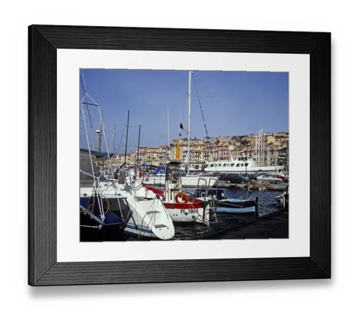 Framed Print : Boats in the harbour of Portoferraio on the island of Elba, Italy, 1999, Europe