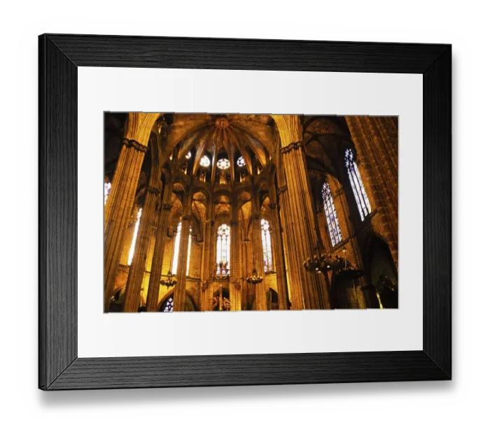Framed Print : Interior of the Cathedral of the Holy Cross and St Eulalia, Cathedral in the city of Barcelona, Catalonia, Spain, Europe