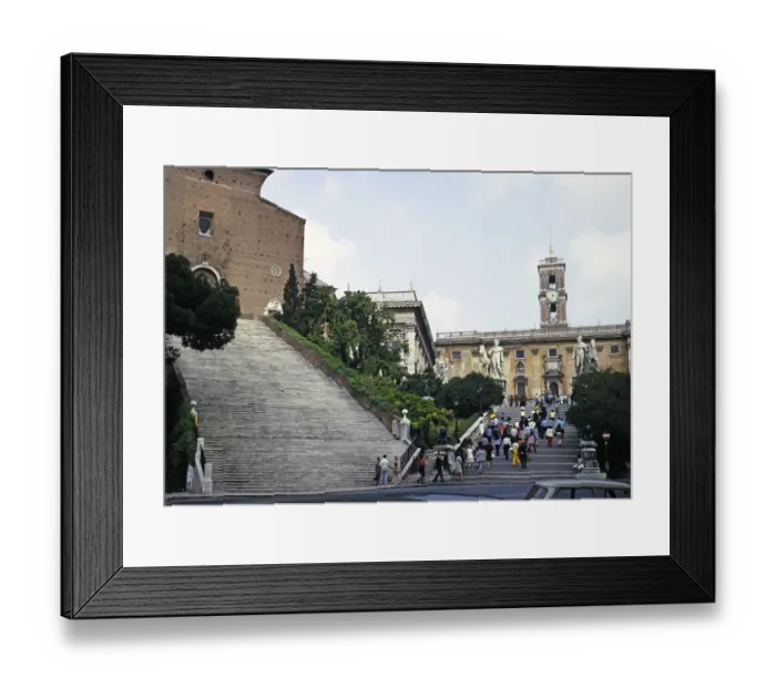 Framed Print : Steps to the Senatorial Palace Palazzo Senatorio and Piazza del Campidoglio, Rome, Italy 1974