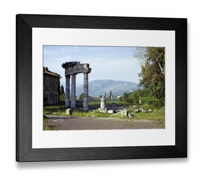 Framed Print : View to Sabine Hills from the Roman archaeological site at Hadrian's Villa, Rome, Tivoli, Italy 1974