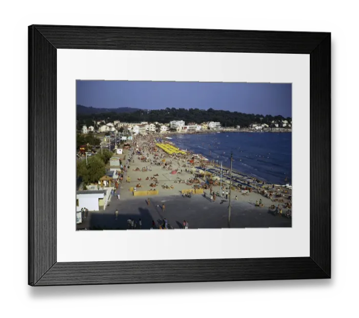 Framed Print : Sandy beach at Les Sablettes, Cote d'Azur, France 1974