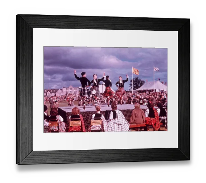Framed Print : Men dancing at Scottish Highland games, Aboyne, Scotland, UK c 1960s