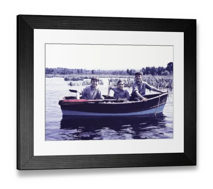 Framed Print : Three cheeky school boys in uniform in rowing boat on lake, something of Lord of the Flies about them! England, UK 1950s - colour version Framed Print : Three cheeky school boys in uniform in rowing boat on lake, something of Lord of the Flies about them! England, UK 1950s - colour version