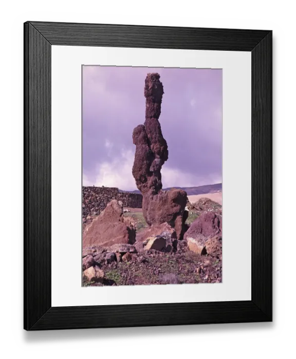 Framed Print : Ungewoehnliche Zinnensaeule aus verwittertem Vulkangestein von alten Eruptionen, Lanzarote, Kanarische Inseln, Spanien, 1979