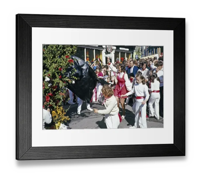 Framed Print : Obby Horse May Day Festival, Padstow, Cornwall, England, UK 1975 - The Old Oss