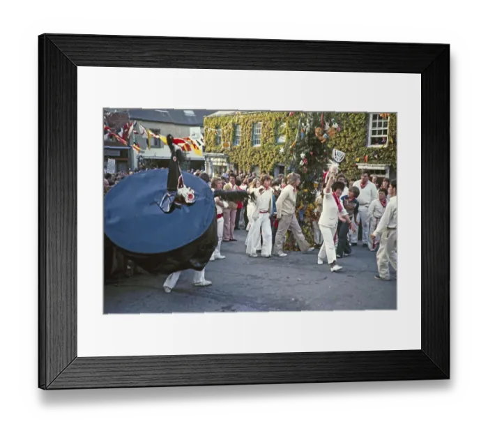 Framed Print : Obby Horse May Day Festival, Padstow, Cornwall, England, UK 1975 - The Blue Oss Framed Print : Obby Horse May Day Festival, Padstow, Cornwall, England, UK 1975 - The Blue Oss