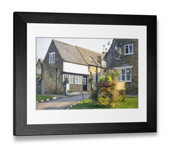 Framed Print : The Kings Arms village pub, Wing, Rutland, England, UK August 1972 Ruddles-Schild