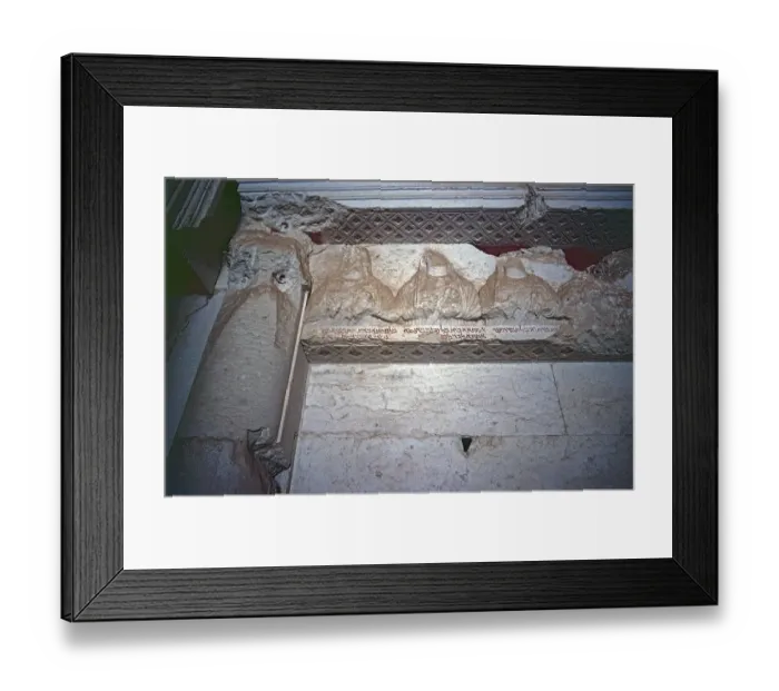 Framed Print : Probably the portraits of the deceased family members, inscriptions below, Tower Tomb of Elahbel in the Valley of the Tombs, Western Necropolis, Palmyra, Syria, May 1987, vintage, retro, old, historical, Asia