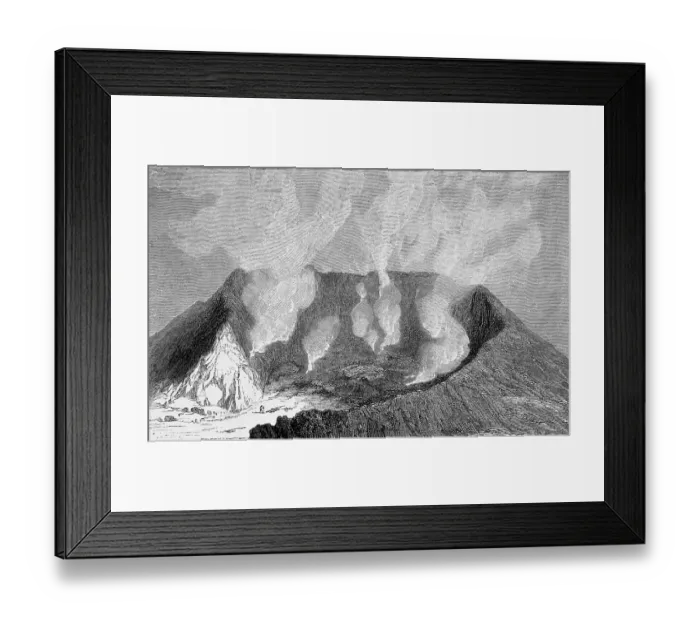 Framed Print : Active Hekla volcano (1491m), steaming volcanic crater with outflow, stratovolcano, geology, Nrdeurope, Iceland, historical illustration 1888, Europe Framed Print : Active Hekla volcano (1491m), steaming volcanic crater with outflow, stratovolcano, geology, Nrdeurope, Iceland, historical illustration 1888, Europe
