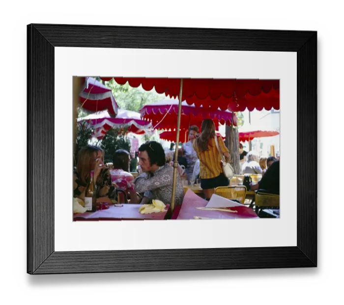 Framed Print : People at the tables of a street cafe on Montnartre, Paris, France 1970 Framed Print : People at the tables of a street cafe on Montnartre, Paris, France 1970