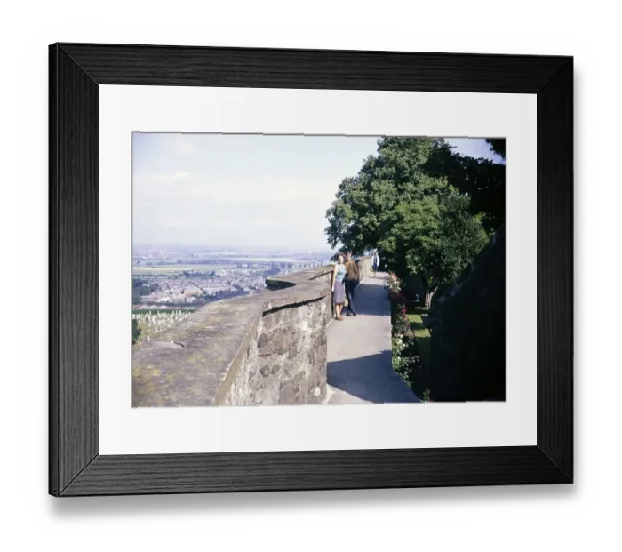 Framed Print : Fortress walls of Stirling Castle, Scotland 1968 Mother and teenager standing