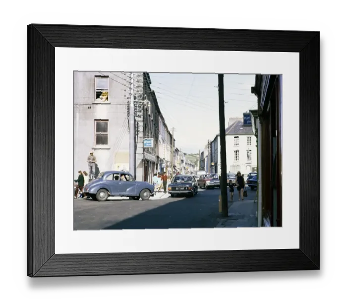 Framed Print : People and cars in Clonakilty town centre, County Cork, Republic of Ireland, 1969 1969