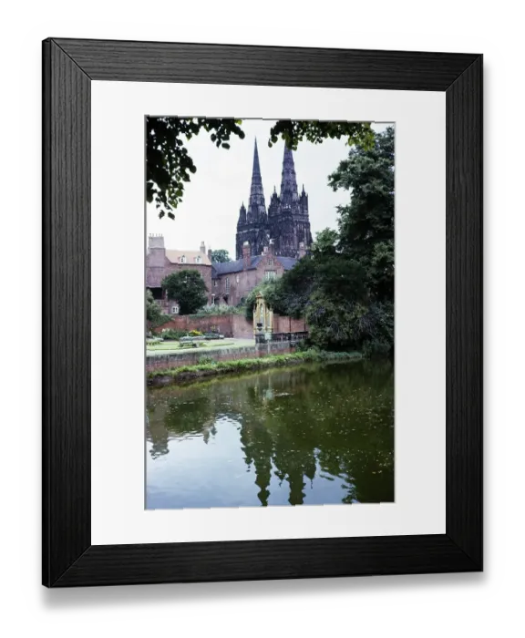 Framed Print : Lichfield Cathedral in Lichfield, Staffordshire, England, the only medieval English cathedral with three towers, 1965