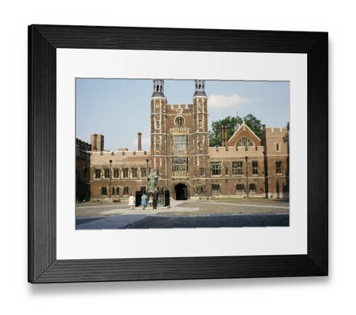 Framed Print : People by the statue of the founder King Henry VI in the courtyard of the School Yard, Eton College, Windsor, Berkshire, England 1963