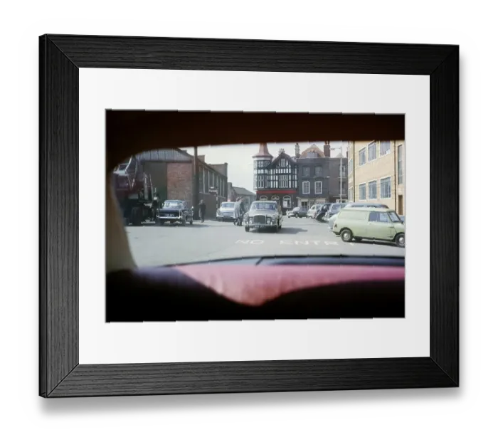 Framed Print : View of cars through the windscreen in Point, Portsmouth, Hampshire, England, 1964