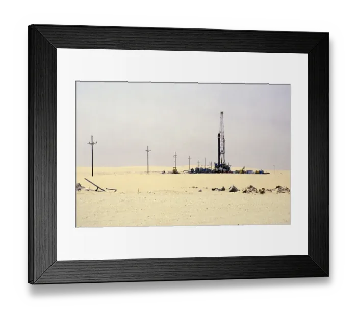 Framed Print : Oil industry in the Dhahran region, Saudi Arabia, oil rig exploration in the Arabian desert 1979, Asia
