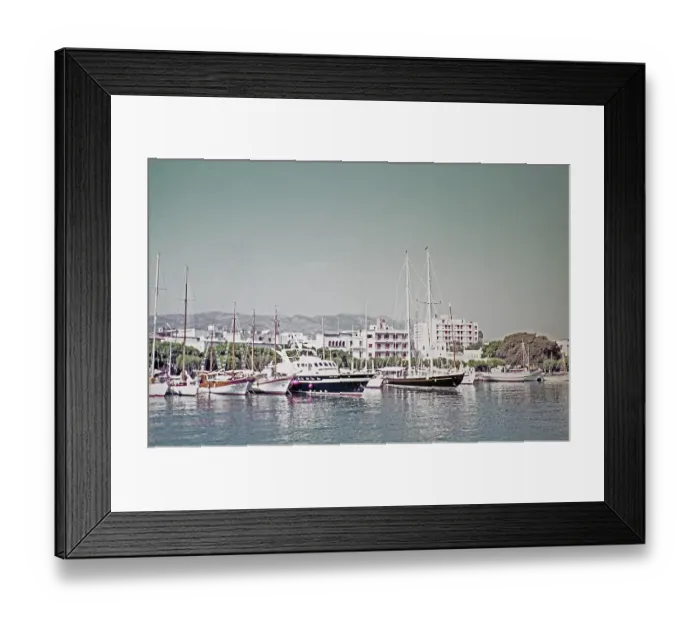 Framed Print : Yachts moored in the harbour, Kos, Greece 1970s