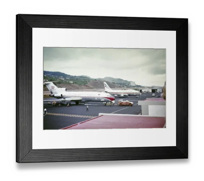 Framed Print : TAP and Britannia Airways aircraft at Funchal Airport, Madeira 1980s Boeing 727 aircraft near the 737 behind it Framed Print : TAP and Britannia Airways aircraft at Funchal Airport, Madeira 1980s Boeing 727 aircraft near the 737 behind it