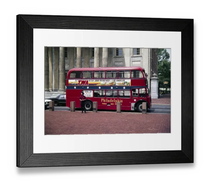 Framed Print : Red London double-decker bus, used for city tours, Philadelphia, Pennsylvania, USA, 1976, North America Framed Print : Red London double-decker bus, used for city tours, Philadelphia, Pennsylvania, USA, 1976, North America