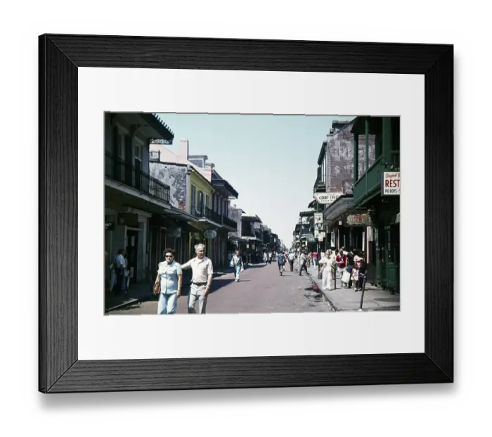 Framed Print : Tourists walk down the street, past bars, Bourbon Street, French Quarter, New Orleans, Louisiana, USA 1976 Framed Print : Tourists walk down the street, past bars, Bourbon Street, French Quarter, New Orleans, Louisiana, USA 1976