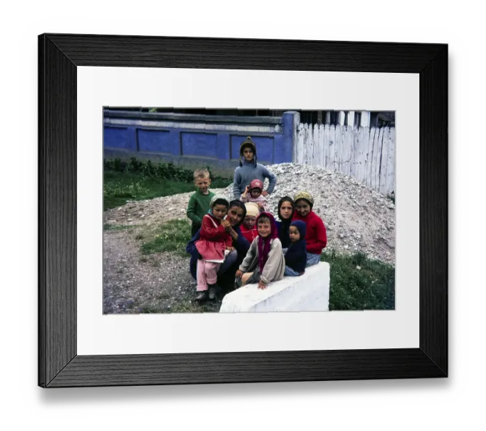 Framed Print : Woman and children in a rural village, Romania, Eastern Europe 1967, Europe