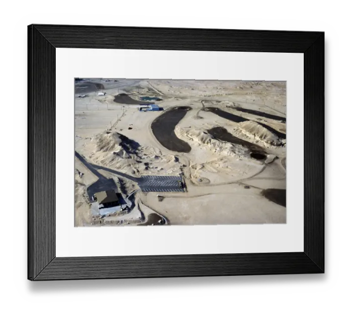 Framed Print : Infrastructure development in the oil industry Dhahran, Saudi Arabia, construction of a golf course in the desert, 1979, Asia