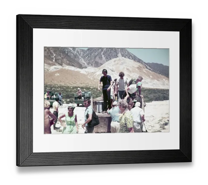 Framed Print : Tourists on a sightseeing tour get out of the vehicle, Kos, Greece 1970s Framed Print : Tourists on a sightseeing tour get out of the vehicle, Kos, Greece 1970s