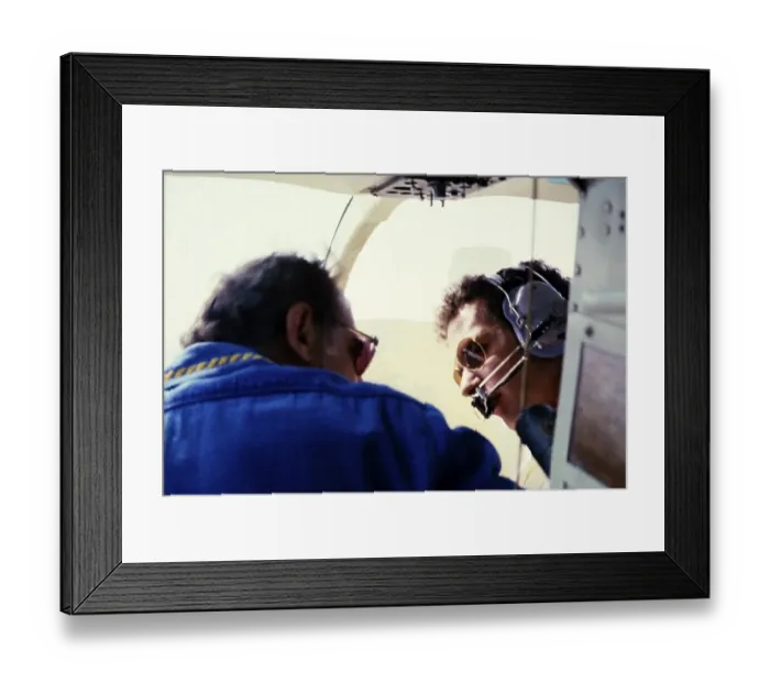 Framed Print : Oil industry in the Ras Tanura area, Saudi Arabia, Bell 206 JetRanger helicopter pilot, 1979, Asia