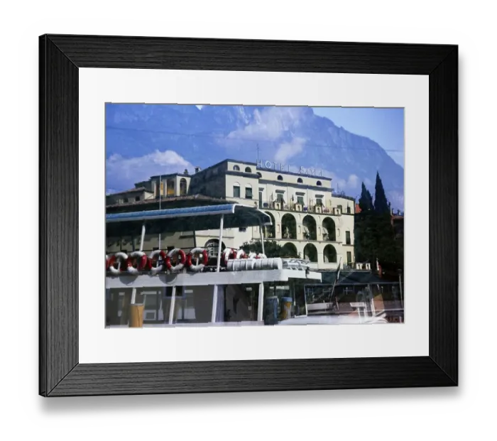 Framed Print : Hotel Sole, directly on the water in Riva, Lake Garda, Italy, 1975, Europe