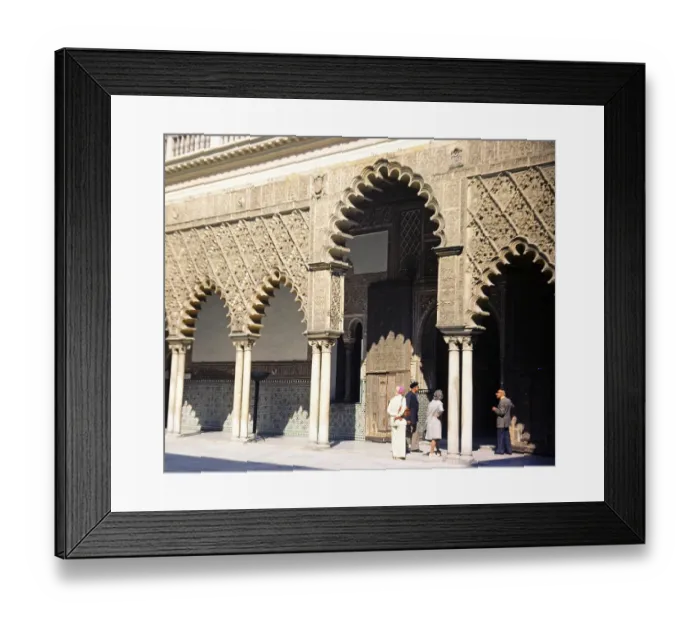 Framed Print : Royal Alcazar, Seville, Spain 1976 People on a guided tour