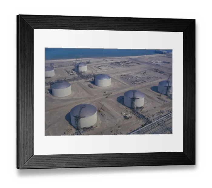 Framed Print : Oil industry in the Ras Tanura area, Saudi Arabia, offshore pier under construction 1979, Asia Framed Print : Oil industry in the Ras Tanura area, Saudi Arabia, offshore pier under construction 1979, Asia