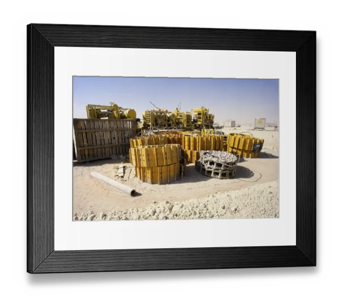 Framed Print : Oil industry in the Ras Tanura area, Saudi Arabia, equipment for drilling in the desert 1979, Asia Framed Print : Oil industry in the Ras Tanura area, Saudi Arabia, equipment for drilling in the desert 1979, Asia