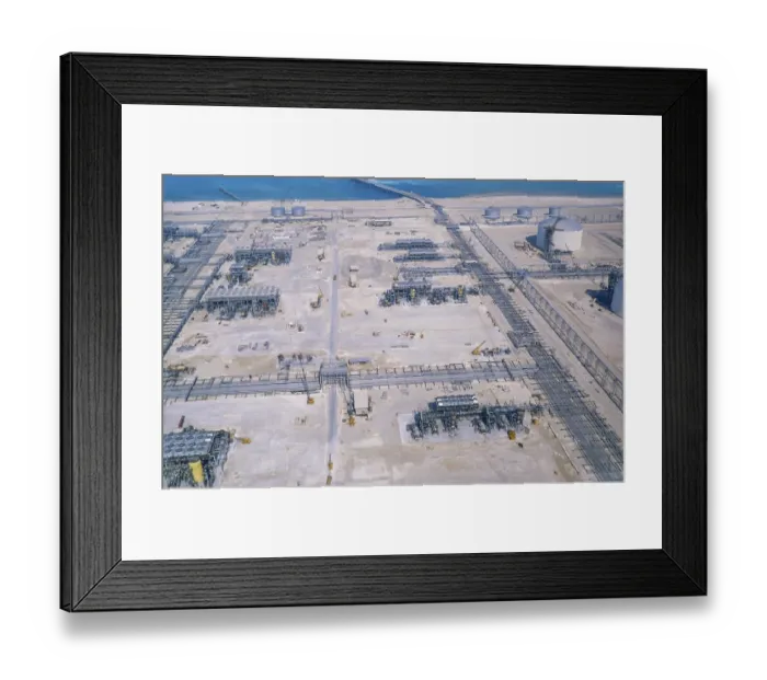 Framed Print : Oil industry in the Ras Tanura area, Saudi Arabia, refinery and storage tanks under construction 1979, Asia Framed Print : Oil industry in the Ras Tanura area, Saudi Arabia, refinery and storage tanks under construction 1979, Asia