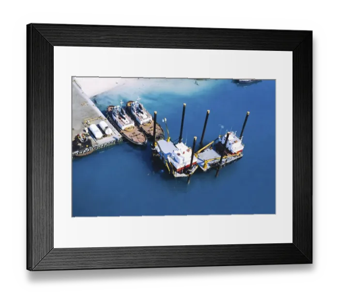 Framed Print : Oil industry in the Ras Tanura area, Saudi Arabia, tugs moored to platforms, 1979, Asia Framed Print : Oil industry in the Ras Tanura area, Saudi Arabia, tugs moored to platforms, 1979, Asia