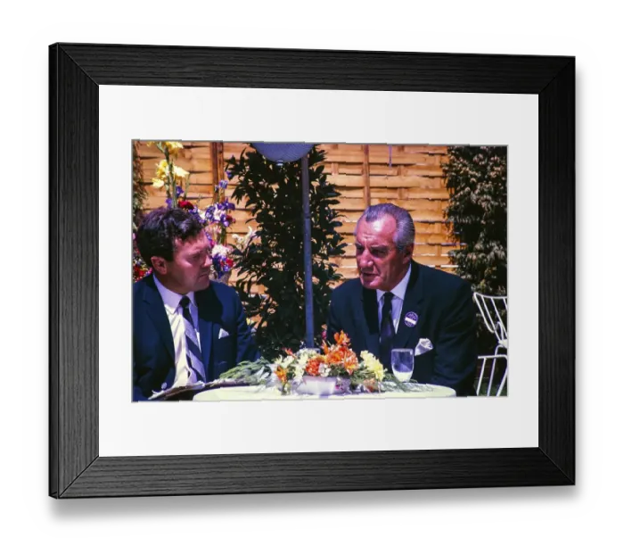 Framed Print : ATV television ITV outside broadcast, tennis tournament in Wimbledon, England, United Kingdom 1967 Dickie Davies with tennis player Fred Perry, photo by Alan Taffy Harries