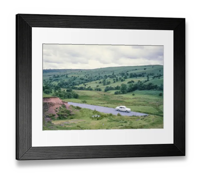 Framed Print : Ford Cortina 4 door Mk1, Mynydd Epynt, nr Builth Wells, Brecknockshire, Powys, Wales, UK, 1967