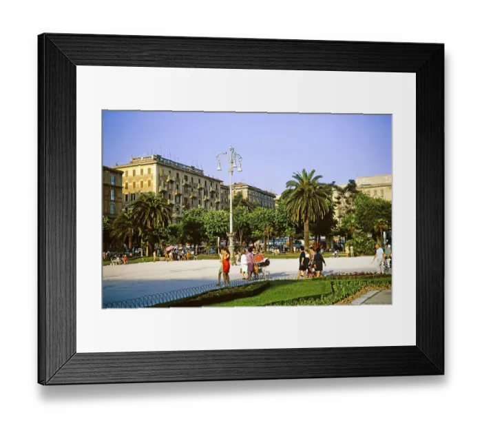 Framed Print : People in the town square, Piazza Cavour, Ancona, Marche region, Italy 1969