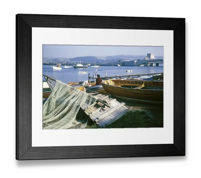 Framed Print : Boats on the banks of the River Conwy, Conwy, Anglesey, North Wales, Wales, UK 1966