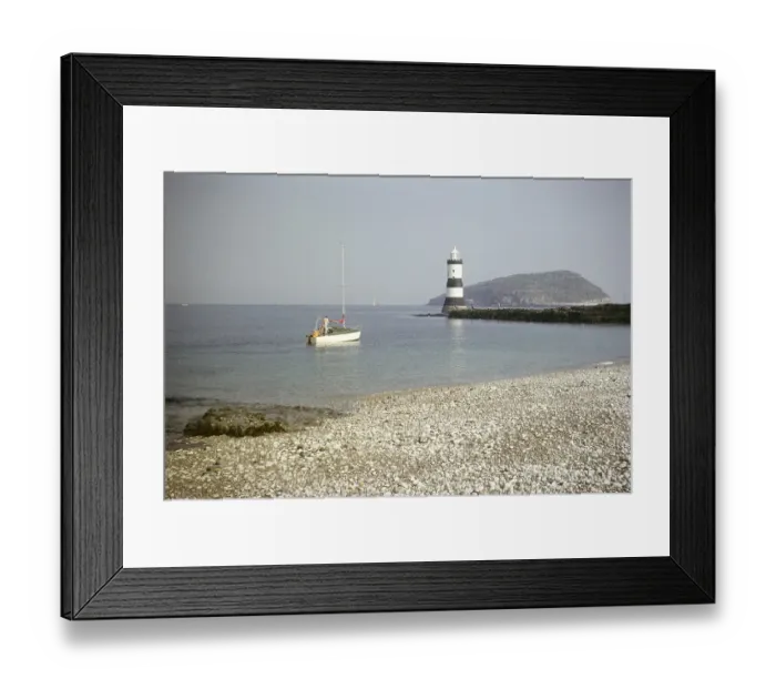 Framed Print : Yacht and lighthouse with view of Priestholm, Puffin Island, Ynys Seiriol, from Penmon, Anglesey, North Wales, Wales, UK 1966 Framed Print : Yacht and lighthouse with view of Priestholm, Puffin Island, Ynys Seiriol, from Penmon, Anglesey, North Wales, Wales, UK 1966