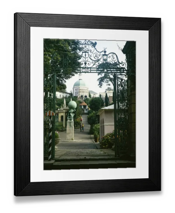 Framed Print : Portmeirion folly tourist village in Gwynedd, North Wales, UK 1966 Framed Print : Portmeirion folly tourist village in Gwynedd, North Wales, UK 1966
