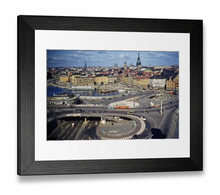 Framed Print : Vehicles using the new overpass system in the city centre of Stockholm, Sweden 1958, drive on the left-hand side Framed Print : Vehicles using the new overpass system in the city centre of Stockholm, Sweden 1958, drive on the left-hand side