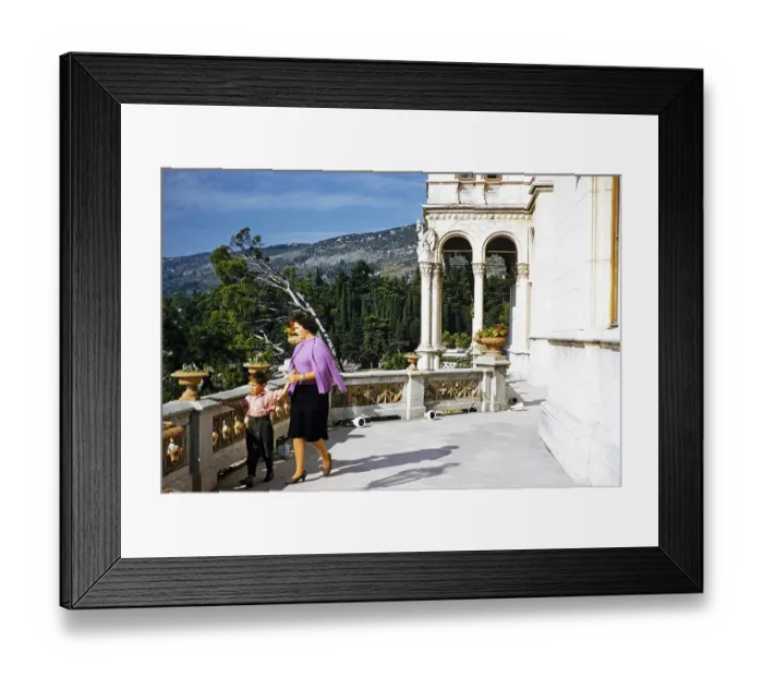 Framed Print : Mother and son on the balcony of Miramare Castle, Trieste, Italy 1959 Framed Print : Mother and son on the balcony of Miramare Castle, Trieste, Italy 1959