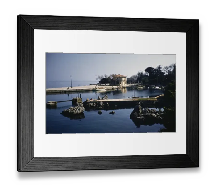 Framed Print : View of buildings and coastline, Opatija, Croatia, Yugoslavia, 1958, Europe