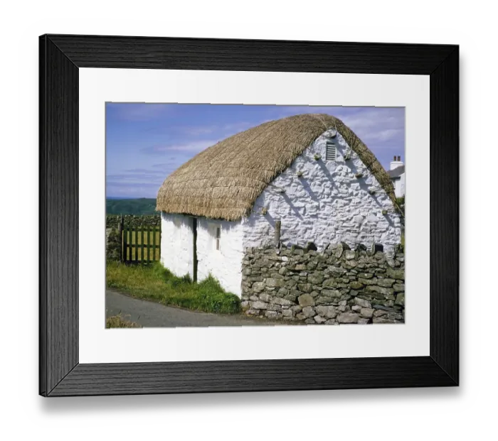 Framed Print : Traditional thatched house, Manx Cottage, Cregneish, Isle of Man, British Crown Colony, around 1965, Europe
