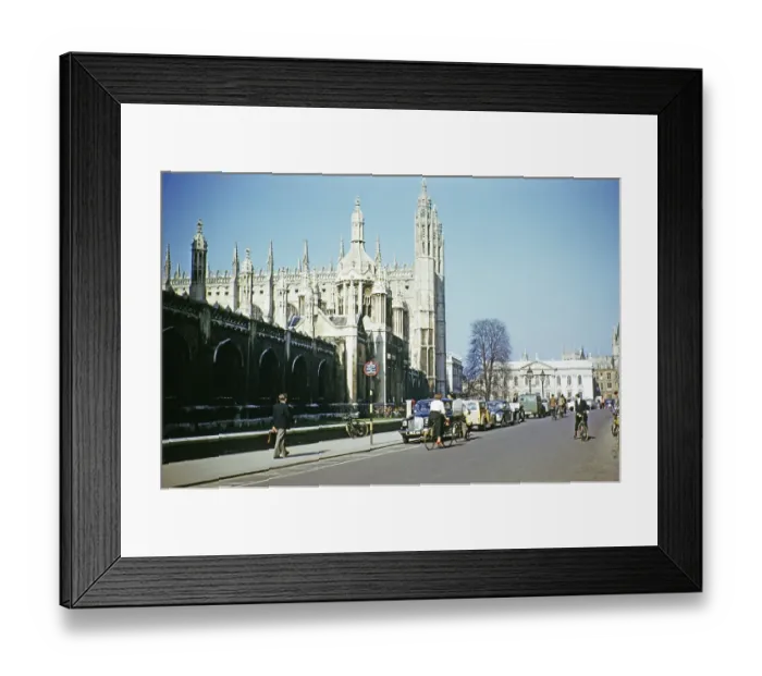 Framed Print : People and vehicles on King's Parade, King's College, University of Cambridge, Cambridge, England, UK March 1957 Framed Print : People and vehicles on King's Parade, King's College, University of Cambridge, Cambridge, England, UK March 1957